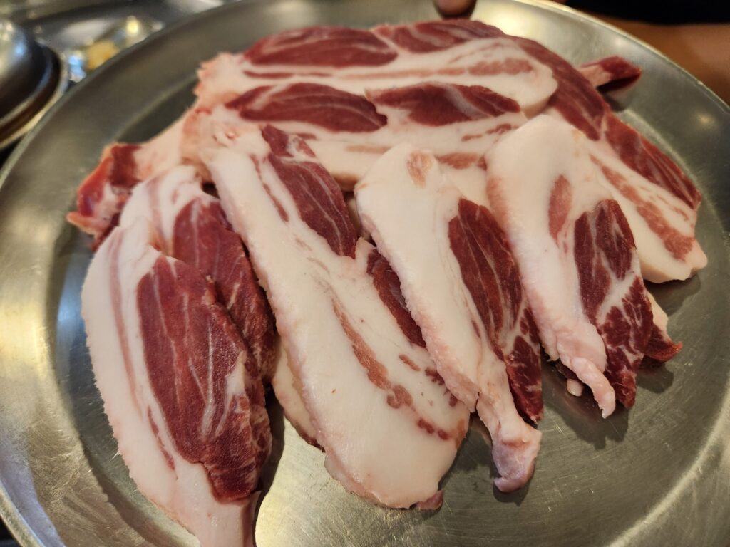 생 뒷고기 부위.