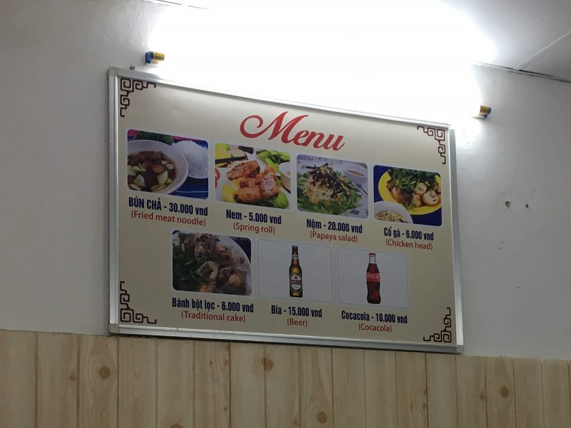 하노이 분짜놈 메뉴판 및 저렴한 가격 정보