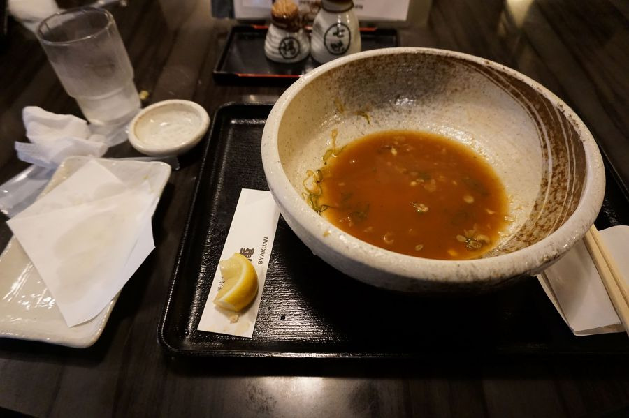 뱌쿠안 우동 식사 후 깨끗하게 비운 그릇