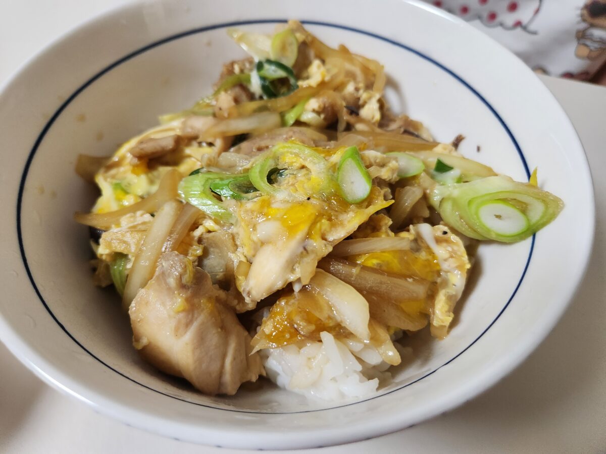 완성되어 그릇에 담긴 오야꼬동.